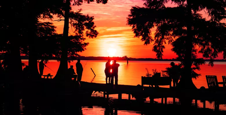 Fishers on the dock at Blue Bank Resort in Tiptonville, TN
