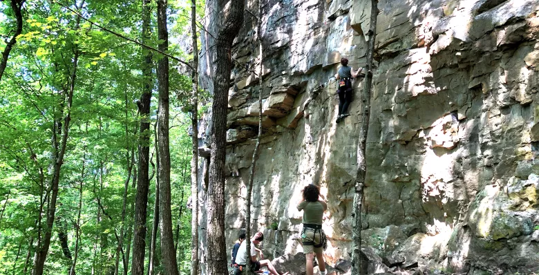 Rock climbers at Denny Cove at South Cumberland State Park