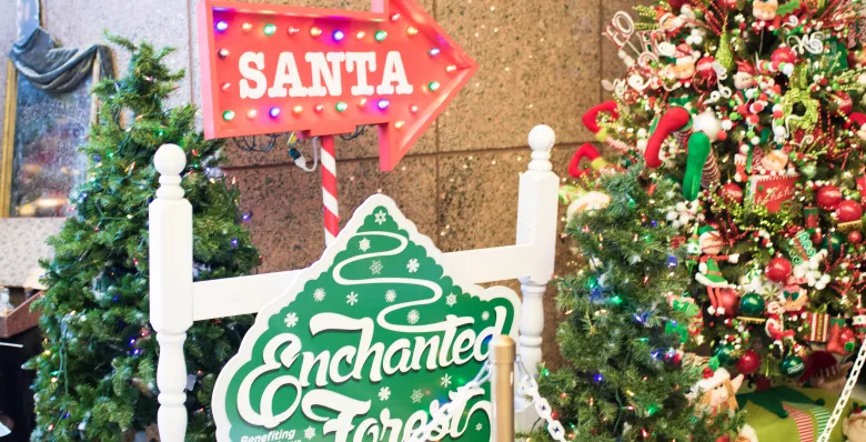 Holiday displays for Santa's village at Pink Palace Museum in Memphis.