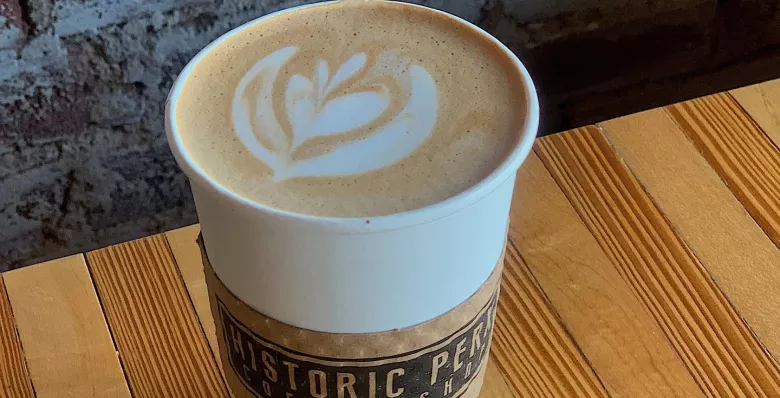 A latte from Historic Perk Coffee Shop in Springfield TN