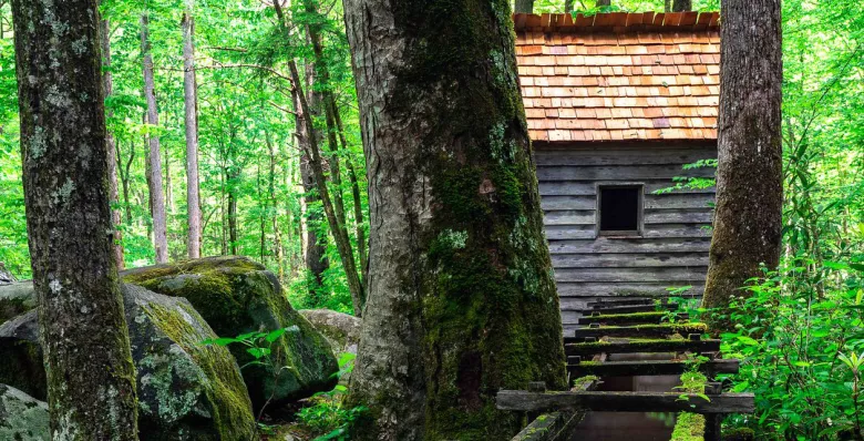Reagan Grist Mill on Roaring Fork Trail in Great Smoky Mountains National Park