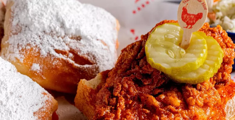 Hot chicken and beignets from Party Fowl in Nashville