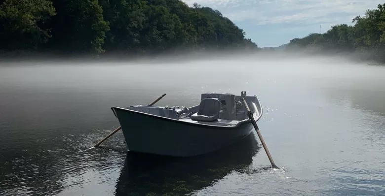 A boat on Caney Fork River in Tennessee